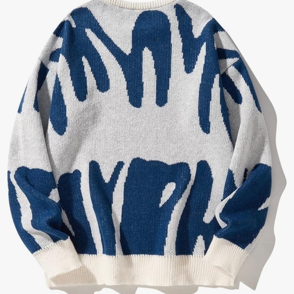 Long Sleeve Pullover weaters Round Neck Pattern Sweater Tops Jumper oversized - Picture 2 of 3